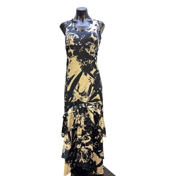 Banana Republic Sleeveless Abstract Print Ruffle Hem Maxi Dress 4 - Picture 1 of 5